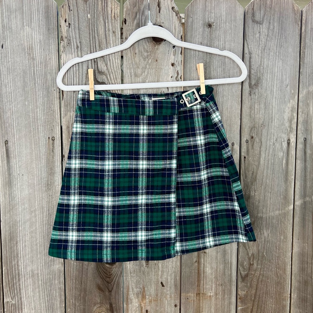 Brandy Melville Green Plaid Skirt